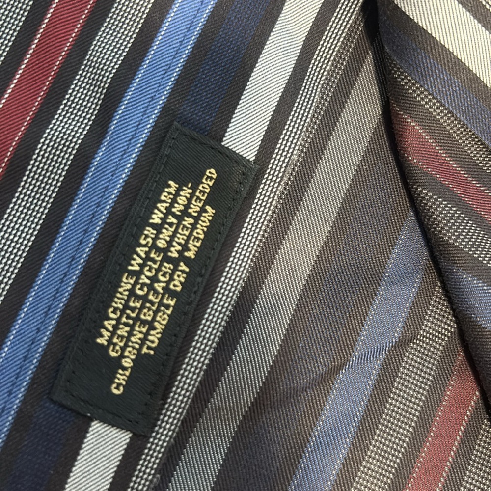 Murano Men's Striped Button Down Shirt - Blue, Red, Black - Picture 7 of 15